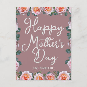 Einfach und elegant Pink Floral Mutter Days Gesc Feiertagspostkarte