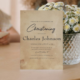 Einfach und elegant Rustikales Son Christening Einladung