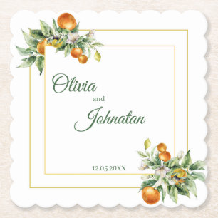 Einfach und Elegant Sommer Orange Florale Hochzeit Untersetzer