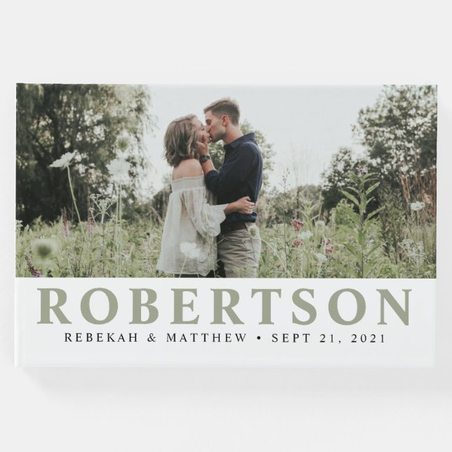 Einfach und elegant weiß | Foto Gästebuch (Vorderseite)