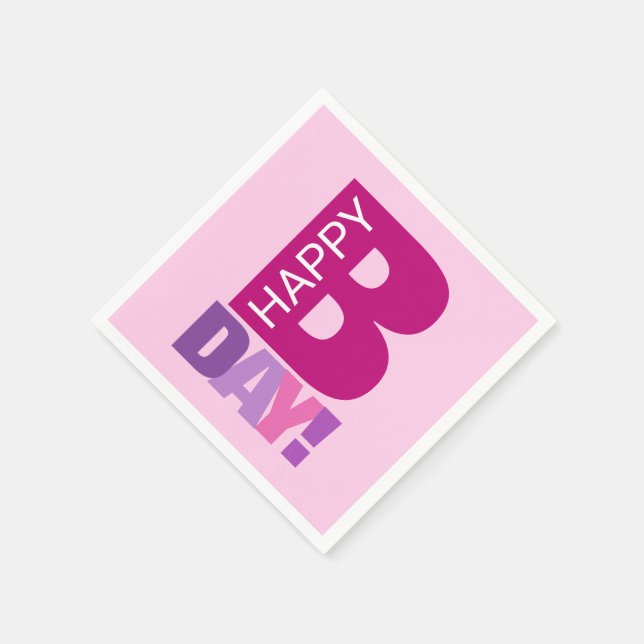 Einfach und lustig Pink Happy Bday Paper Napkins Serviette (Ecke)