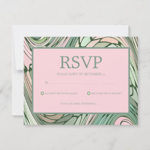 Einfach und modern Pink und Grün Bat Mitzvah RSVP Karte
