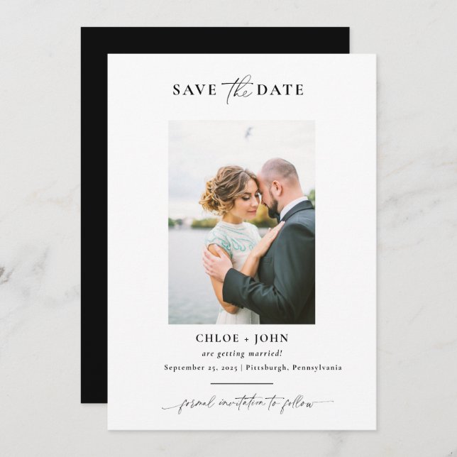 Einfach und modern Save the Date mit Foto Einladung (Vorne/Hinten)