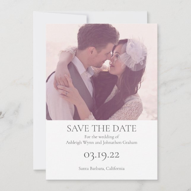 Einfach und modern Save the Date mit Foto Einladung (Vorderseite)