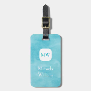 Einfach und Schick Aqua Türkis Monogramm mit Namen Gepäckanhänger