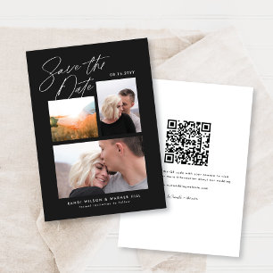 Einfach und stilvoll Black Three Foto Handschriftl Save The Date