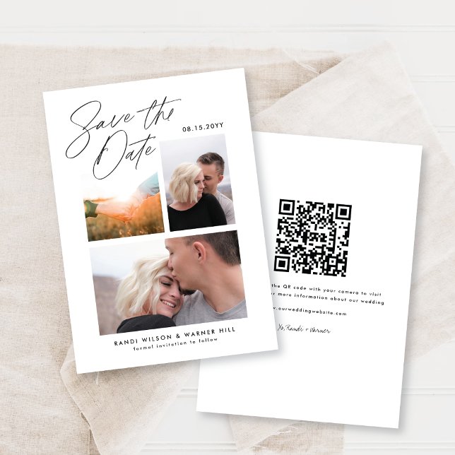 Einfach und stilvoll: Drei Foto handschriftlich Save The Date (Von Creator hochgeladen)
