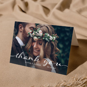 Einfach und Stylisch   Moderne Foto-Hochzeit Dankeskarte