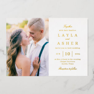 Einfach United Real Foil Foto Hochzeitseinladung Folieneinladung