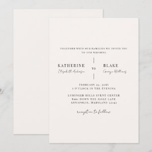 Einfach uns Light Champagne Wedding II Einladung