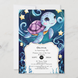 Einfach unter dem Meer Boho Turtle Geburtstag Einladung