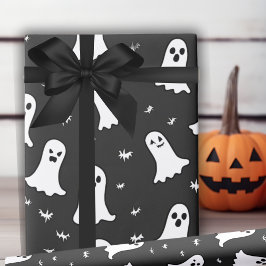 Einfach verzauberte Geister Schwarz-Weiß Halloween Geschenkpapier