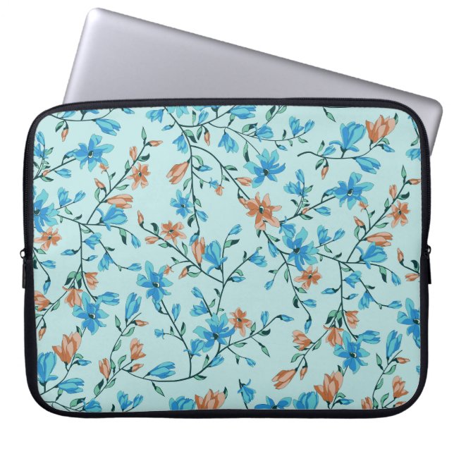 Einfach Vintag: Blumenmuster Laptopschutzhülle (Vorderseite)