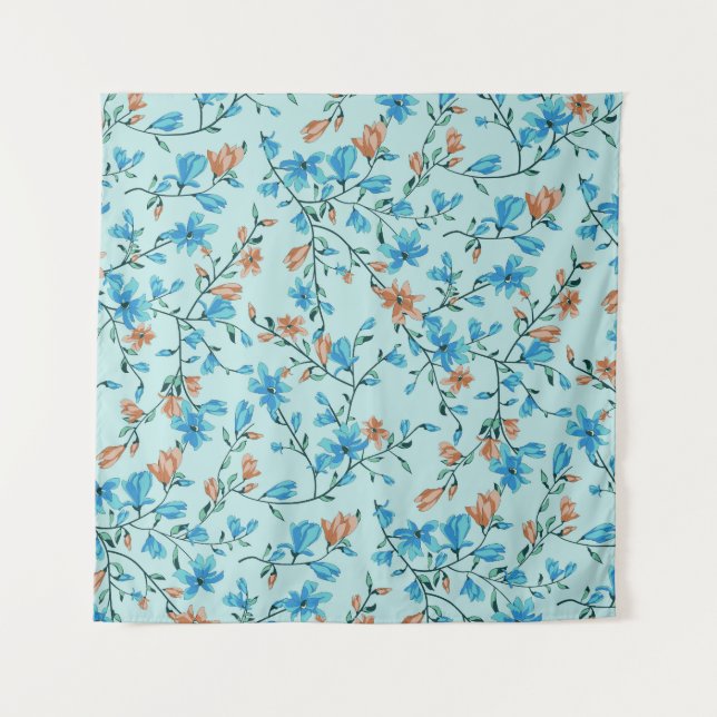 Einfach Vintag: Blumenmuster Wandteppich (Vorderseite)