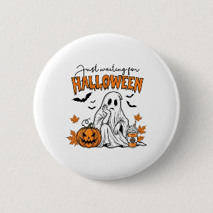 Einfach warten auf Halloween-Geist Gruseliger Somm Button