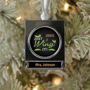 Einfach warten - Grasshopper Behalte, Zitat zu pro Banner-Ornament Silber