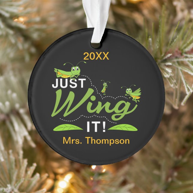 Einfach warten - Grasshopper Behalte, Zitat zu pro Ornament (Baum)