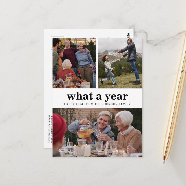 Einfach was für ein Jahr neues Foto Postkarte (Vorderseite/Rückseite Beispiel)