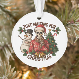 Einfach Weihnachten abwartend Skelett Schneemann L Ornament
