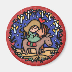 Einfach Weihnachten.Liebe war geboren. Jesus. ROT Magnet