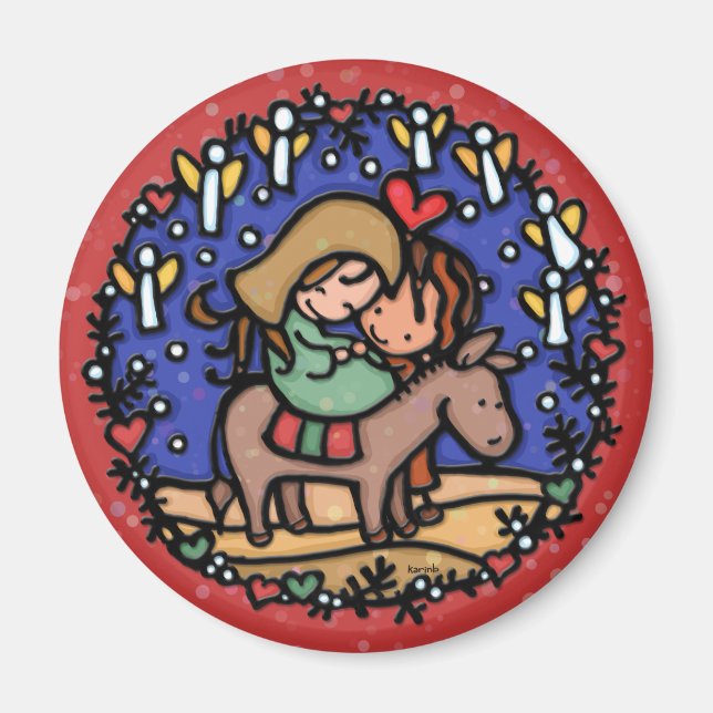 Einfach Weihnachten.Liebe war geboren. Jesus. ROT Magnet (Vorne)