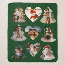 Einfach Weihnachtsbaum und Herz-Foto auf Rot Sherpadecke