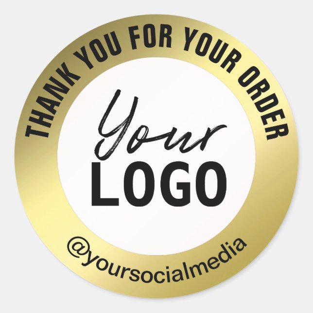 Einfach Weiß und Gold Danke Parcel Runder Aufkleber (Vorderseite)