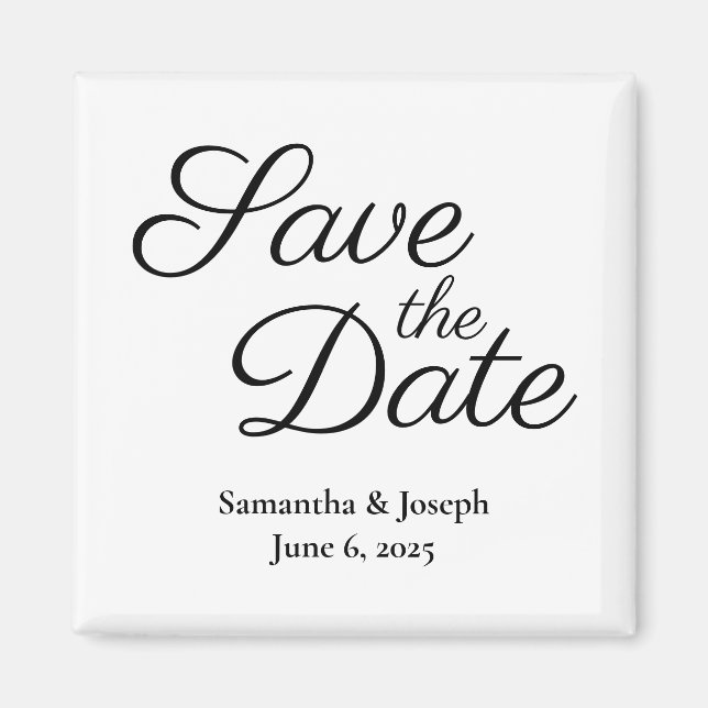Einfach weiß und schwarz Save the Date Magnet (Vorne)