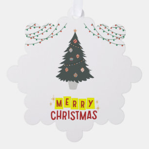 Einfach Weiß und Weihnachtsbaum Frohe Weihnachten Ornament Karte