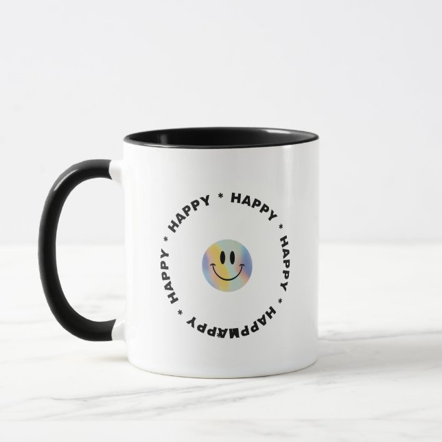 Einfach weißer Design-Cup mit "Happy" Tasse (Links)