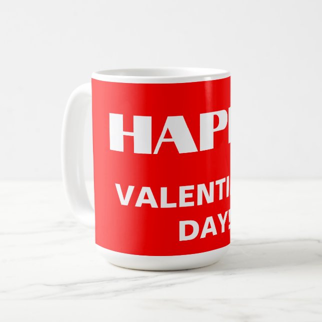 Einfach weißer, glatter Happy Valentines Day | Neo Kaffeetasse (Vorderseite Links)
