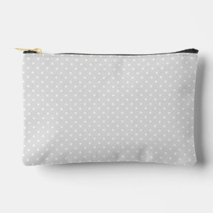 Einfach weißer Polka-Dot auf weichem Grau Zubehörtasche