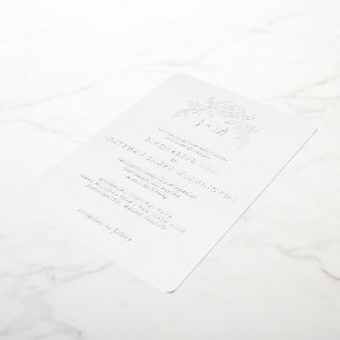 Einfach weißes Elegance Vintages Silber Folieneinladung
