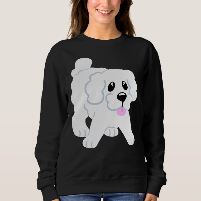 Einfach weißes Poodle Welpe Blue Sweatshirt (Vorderseite)