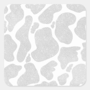 Einfach weißes Silber große Kuh Spots Tierdruck Quadratischer Aufkleber