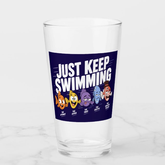 Einfach Weiter Schwimmen Fisch Crew Glas (Vorderseite)