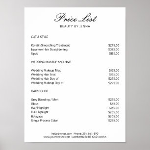 Einfach White Black Preisliste Poster