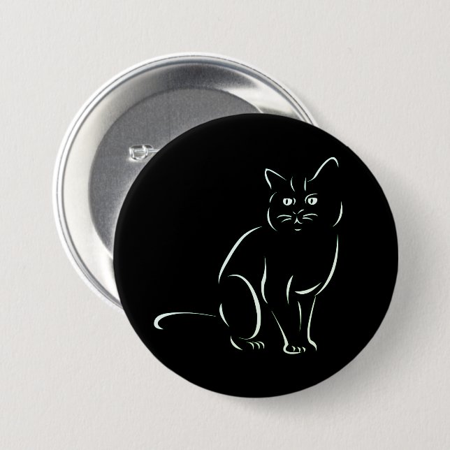 Einfach White Kitty Cat Button (Vorne & Hinten)