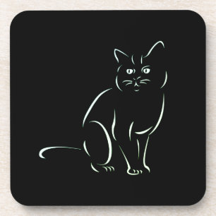 Einfach White Kitty Cat Getränkeuntersetzer