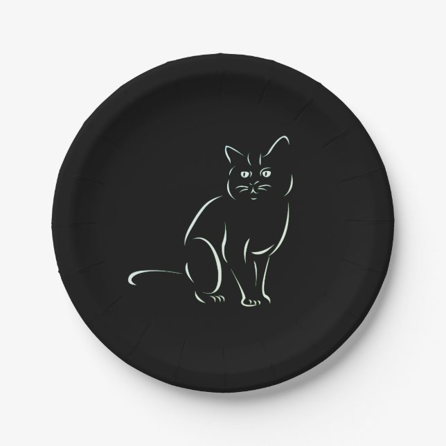 Einfach White Kitty Cat Pappteller (Vorderseite)