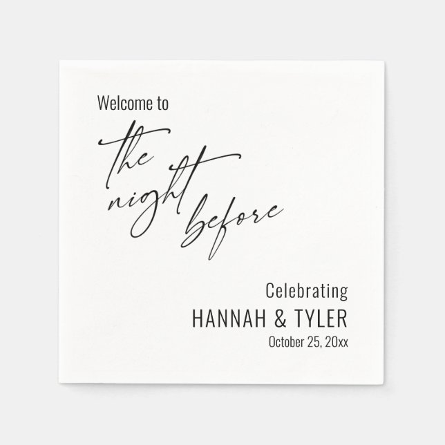 Einfach Willkommen in der Nacht vor Schwarz & Weiß Serviette (Vorderseite)