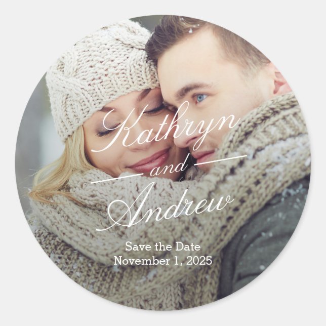 Einfach: Wir Hochzeit speichern den Datumsaufklebe Runder Aufkleber (Vorderseite)