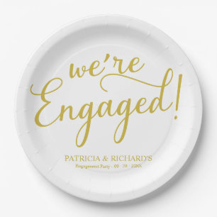 Einfach: Wir sind Verlobtes Engagement Party Gold Pappteller