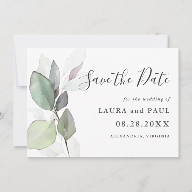 Einfach wunderschöne botanische Vegetation Save th The Date (Vorderseite)