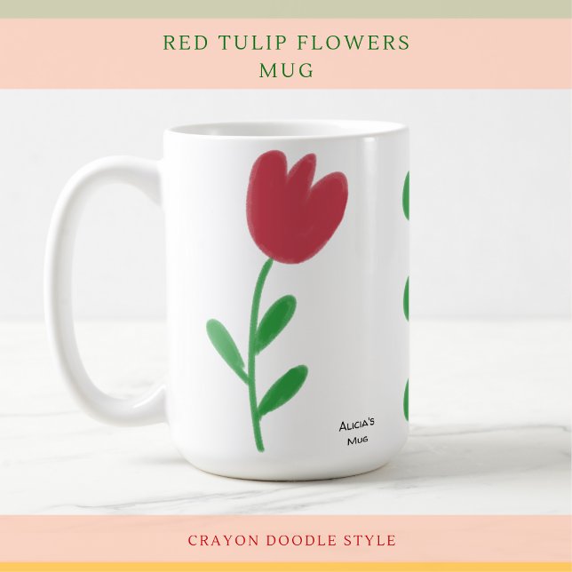 Einfach wunderschöne rote Tulips-Blume über Weiß Kaffeetasse (Von Creator hochgeladen)