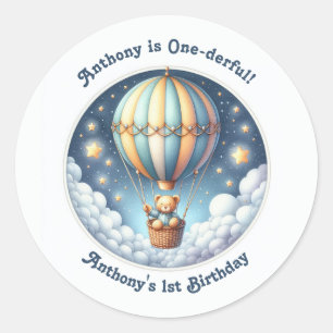 Einfach-wundervolles Heißluftballon-Erstes-Geburts Runder Aufkleber