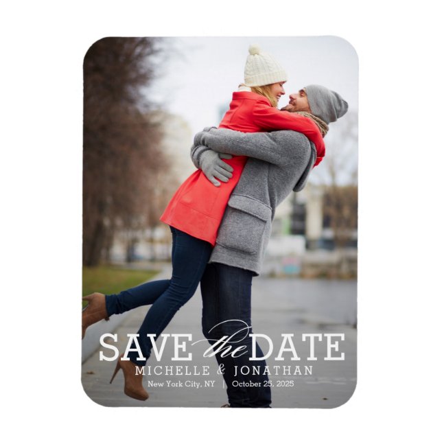 Einfach zeitlos EDITABLE FARBE Save the Date Magnet (Vertikal)