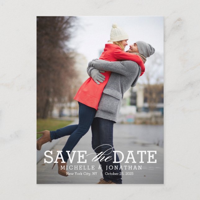 Einfach zeitlos EDITABLE FARBE Save the Date Postkarte (Vorderseite)