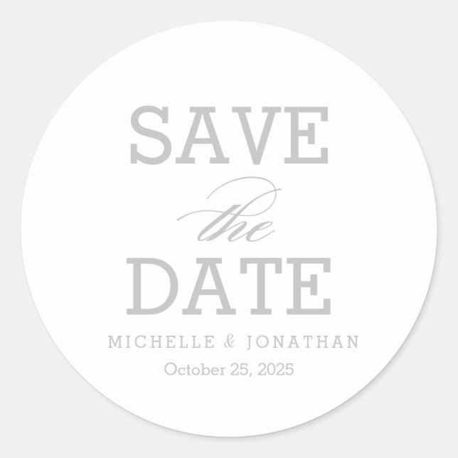Einfach zeitlos EDITABLE FARBE Save the Date Runder Aufkleber (Vorderseite)