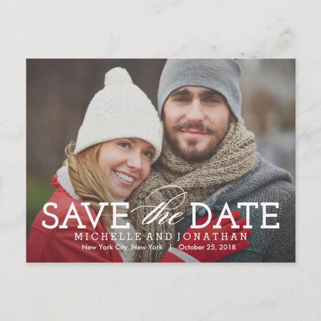 Einfach zeitlos Save the Date Postkarte (Vorderseite)